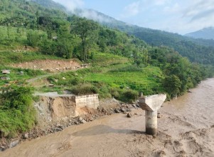 पाँचथरमा बाढीपहिरोका कारण चार परिवार विस्थापित