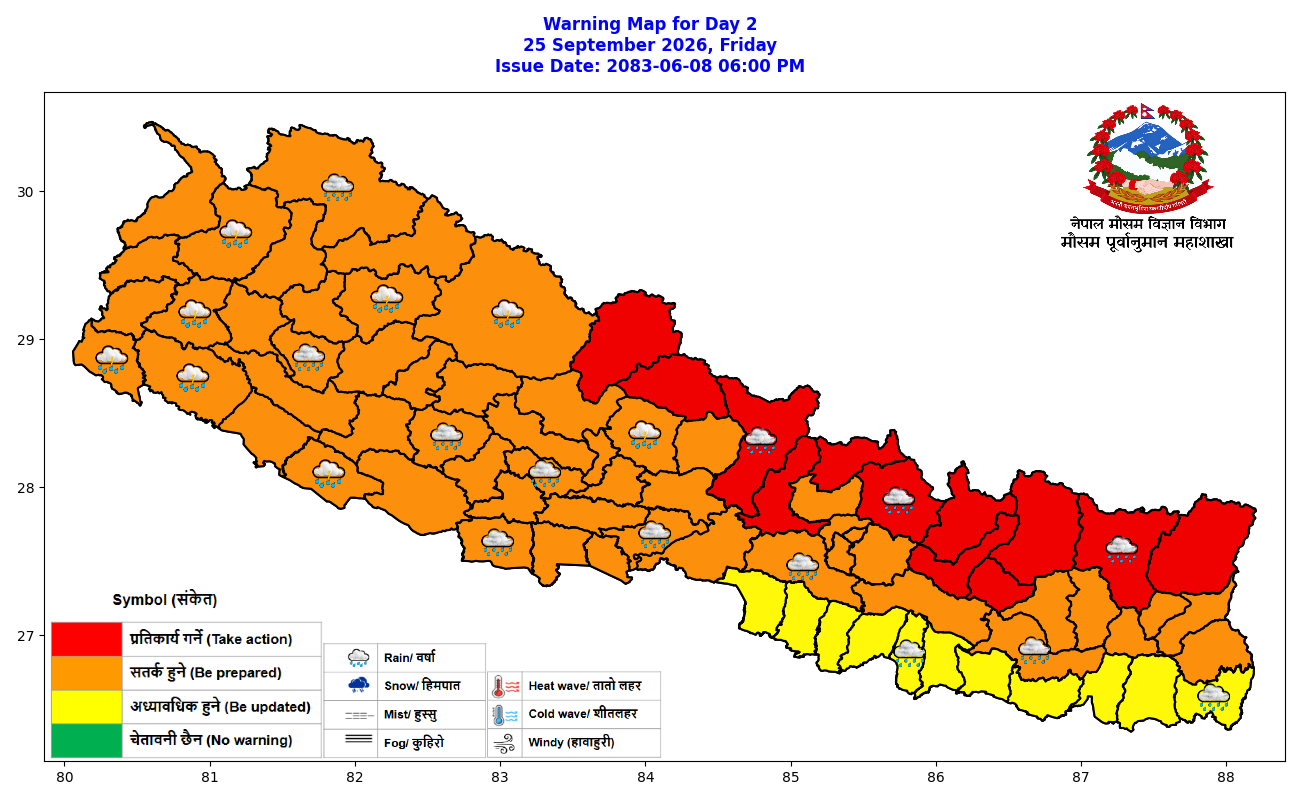 देशका अधिकांश स्थानमा भारी वर्षाको सम्भावना, आइतदेखि मौसममा सुधार